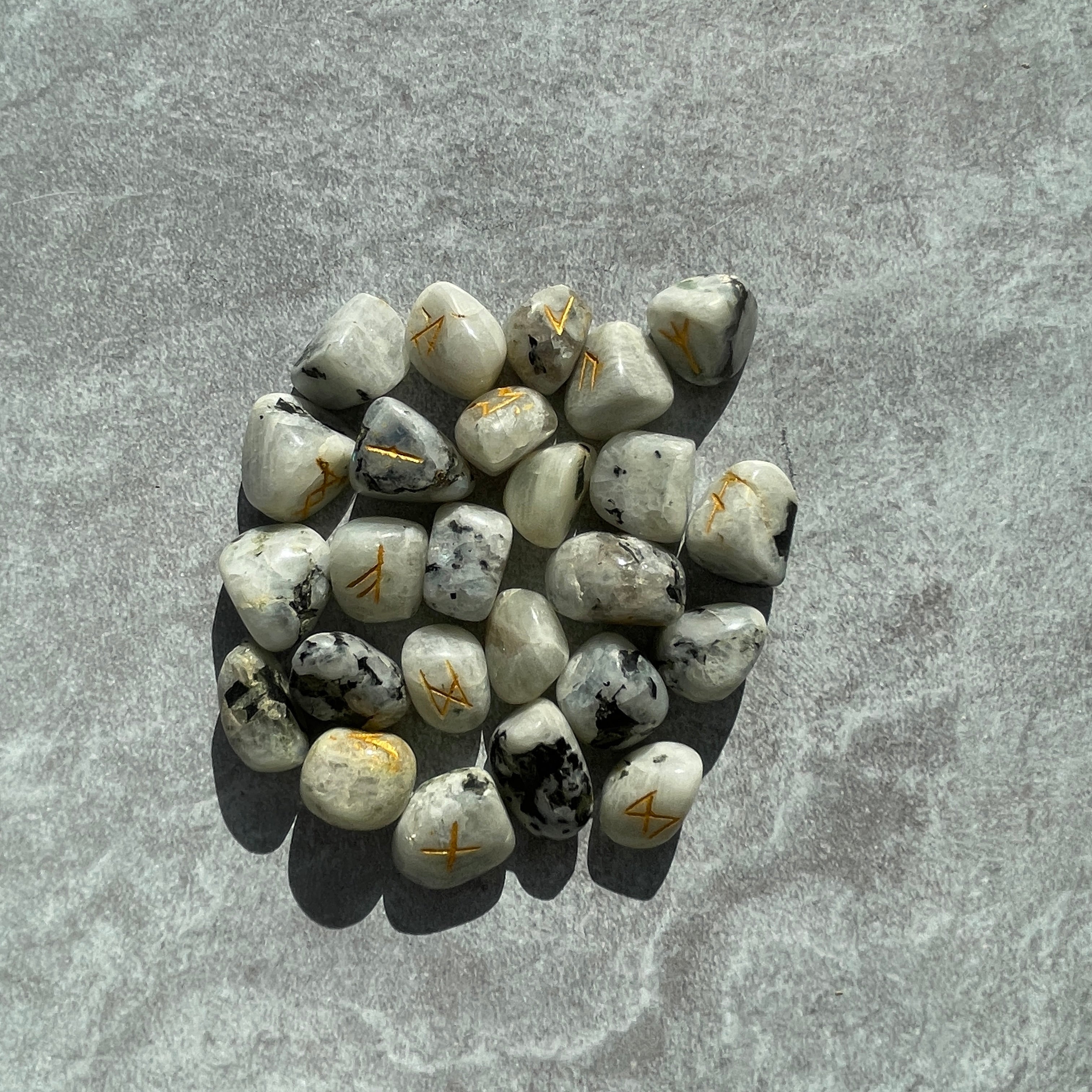 Rainbow Moonstone - Boxed Runes Set Rainbow Moonstone - Boxed Runes Set